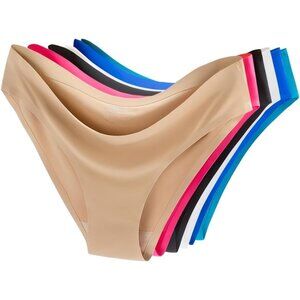 Women Cream 6 Pack Invisible Seamless Bikini Underwear Half Back Coverage Pantie